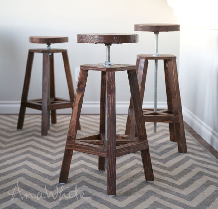 Ana White | Industrial Adjustable Height Bolt Bar Stool - DIY Projects